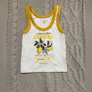 Urban Outfitters Lemon Print Tank Top - White and Yellow